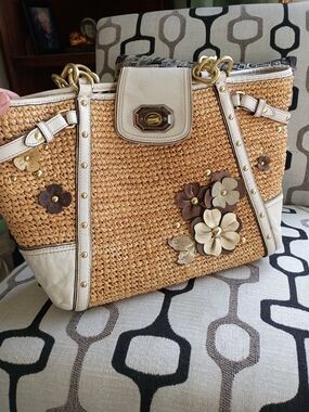 Coach Hampton Vintage Straw Bag w/ Zebra Lining;Very Good Condition, Wow! $178
